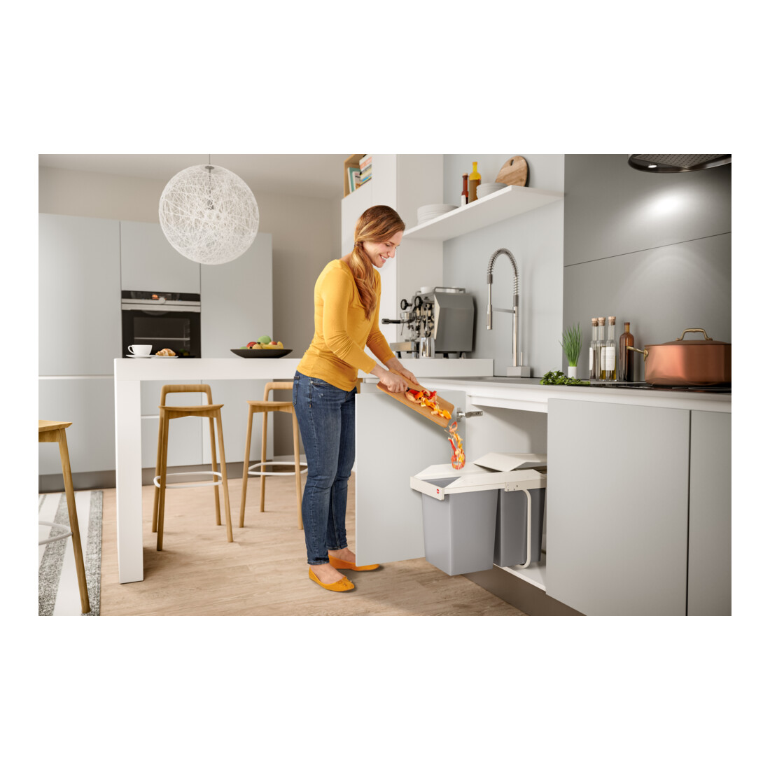 Hailo Multi-Box duo L, poubelle encastrable, 2x14 ltr