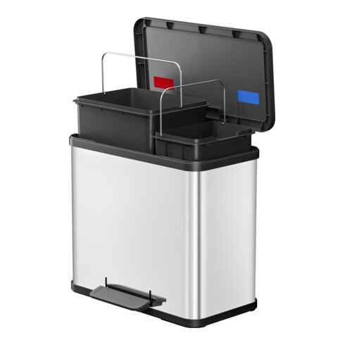 Hailo Öko duo Plus L, Tret-Mülltrenner, 17 + 9 ltr, Edelstahl