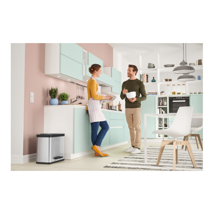 Hailo Öko duo Plus L, Tret-Mülltrenner, 17 + 9 ltr, Edelstahl