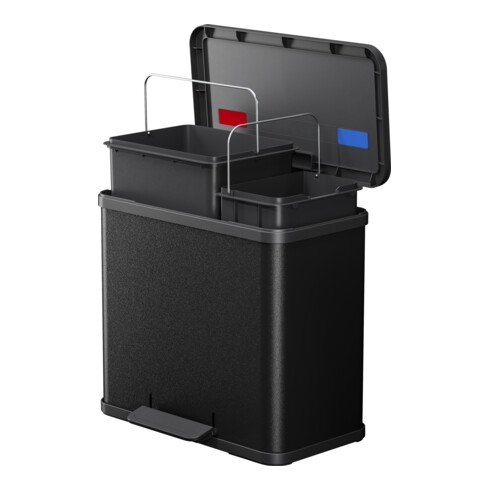 Hailo Öko duo Plus L, Tret-Mülltrenner, 17 + 9 ltr, Schwarz