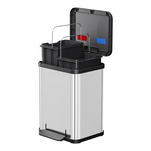 Hailo Öko duo Plus M, Tret-Mülltrenner, 2x9 ltr, Edelstahl