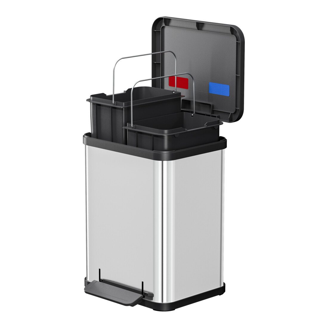 Hailo Öko duo Plus M, Tret-Mülltrenner, 2x9 ltr, Edelstahl