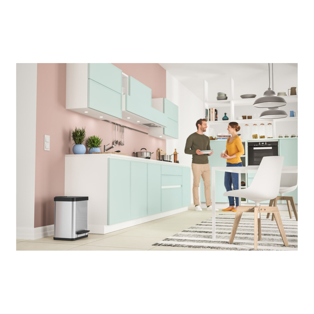 Hailo Öko duo Plus M, Tret-Mülltrenner, 2x9 ltr, Edelstahl