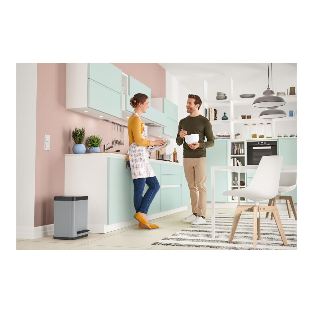Hailo Öko duo Plus M, Tret-Mülltrenner, 2x9 ltr, Silber