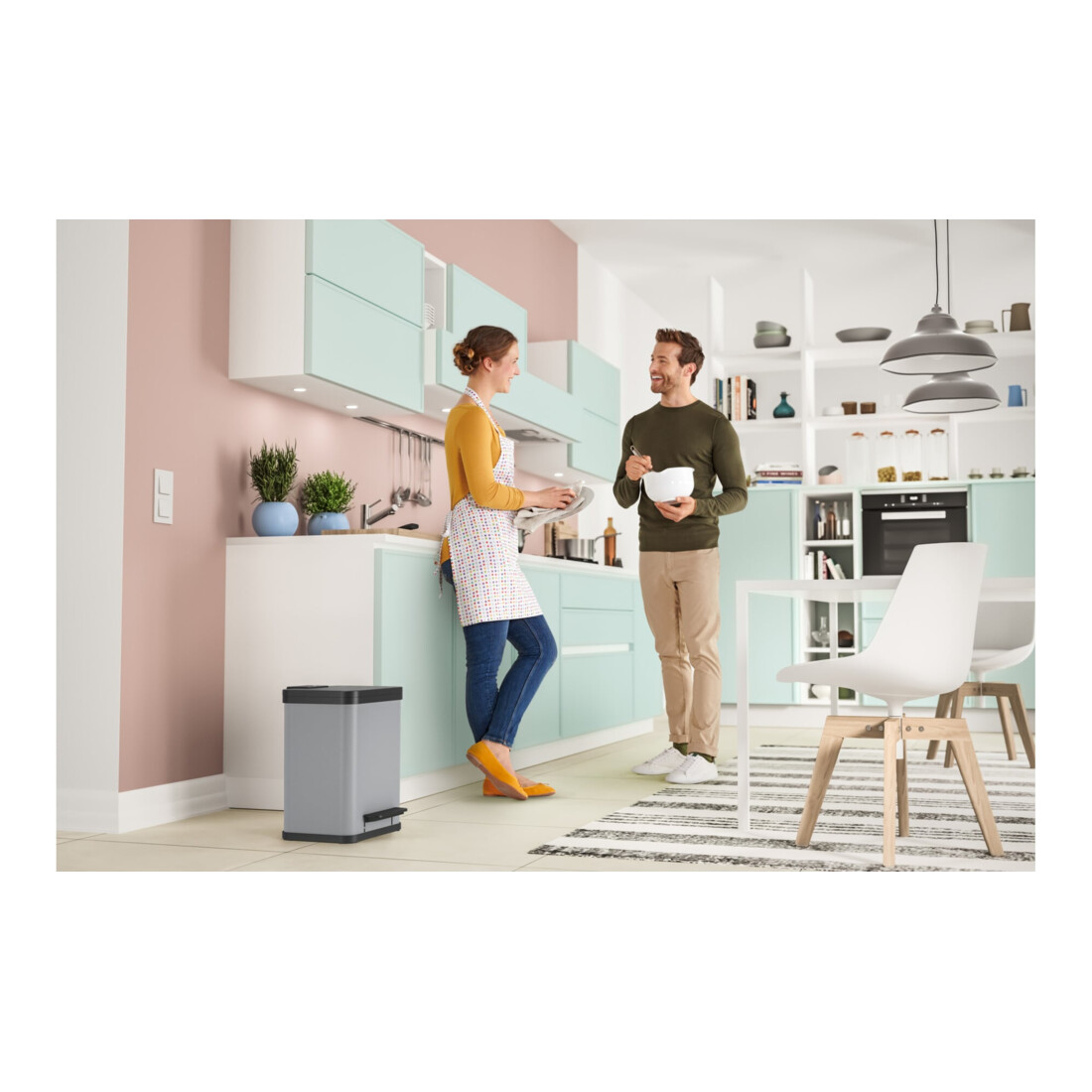 Hailo Öko duo Plus M, Tret-Mülltrenner, 2x9 ltr, Silber