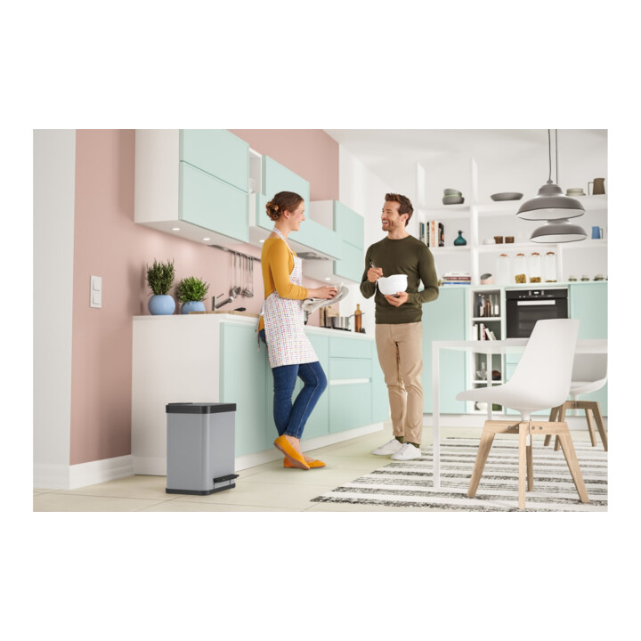 Hailo duo Plus M, Tret-Mülltrenner, 2x9 ltr, Silber