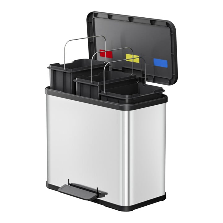 Hailo Öko trio Plus L, Tret-Mülltrenner, 3x9 ltr, Edelstahl