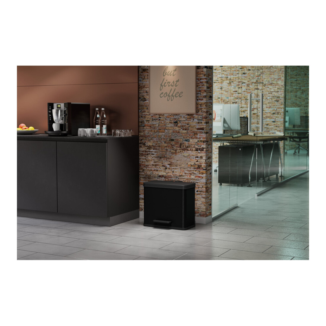 Hailo Öko trio Plus L, Tret-Mülltrenner, 3x9 ltr, Schwarz