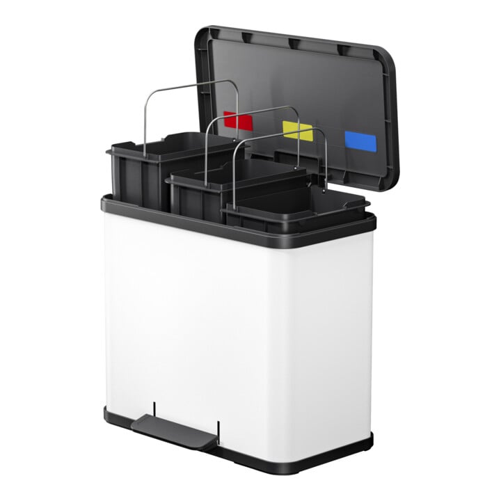 Hailo trio Plus L, Tret-Mülltrenner, 3x9 ltr, Weiß