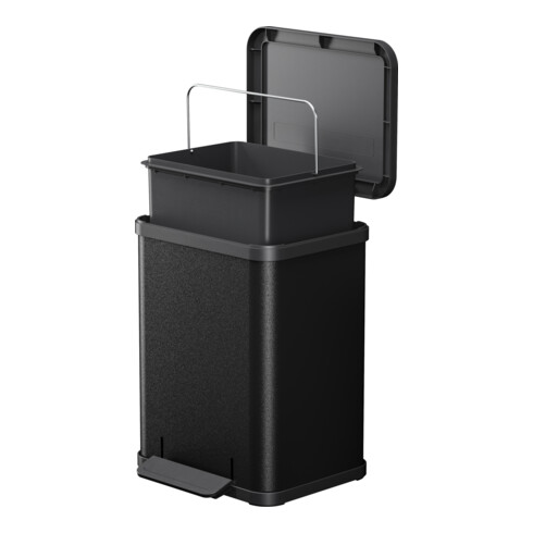 Hailo Öko uno Plus M, Tret-Mülleimer, 17 ltr, Schwarz