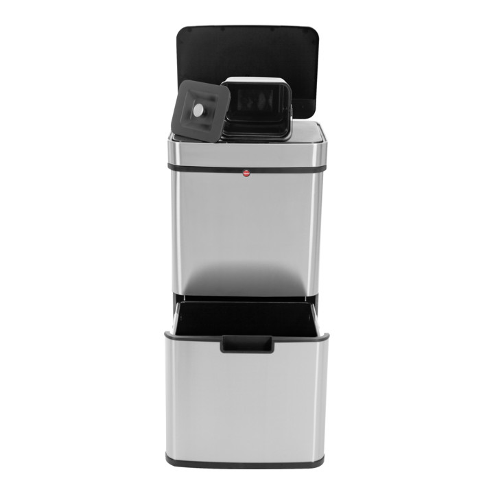 Hailo Öko Vario XL, Design-Sensor-Mülltrenner, 25 + 25 + 4 ltr, Edelstahl Anti-Fingerprint
