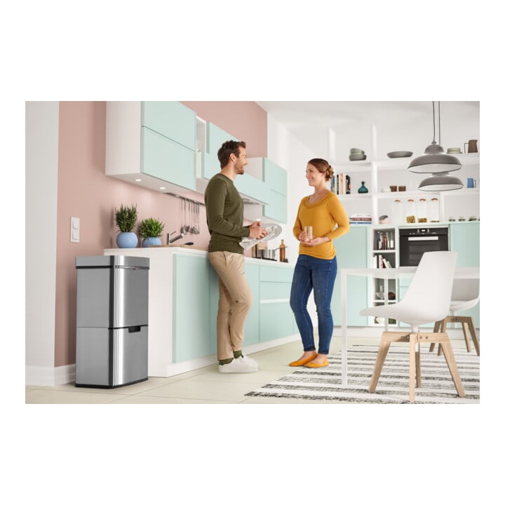 Hailo Vario XL, Design-Sensor-Mülltrenner, 25 + 25 + 4 ltr, Edelstahl Anti-Fingerprint