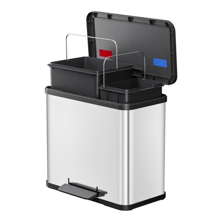 Hailo Öko duo Plus L, Poubelle à pédale, 17 + 9 ltr, inox