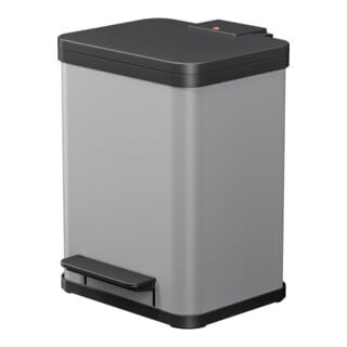Hailo Öko duo Plus M, Poubelle à pédale, 2x9 ltr, argent