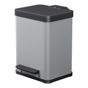 Hailo Öko duo Plus M, Poubelle à pédale, 2x9 ltr, argent