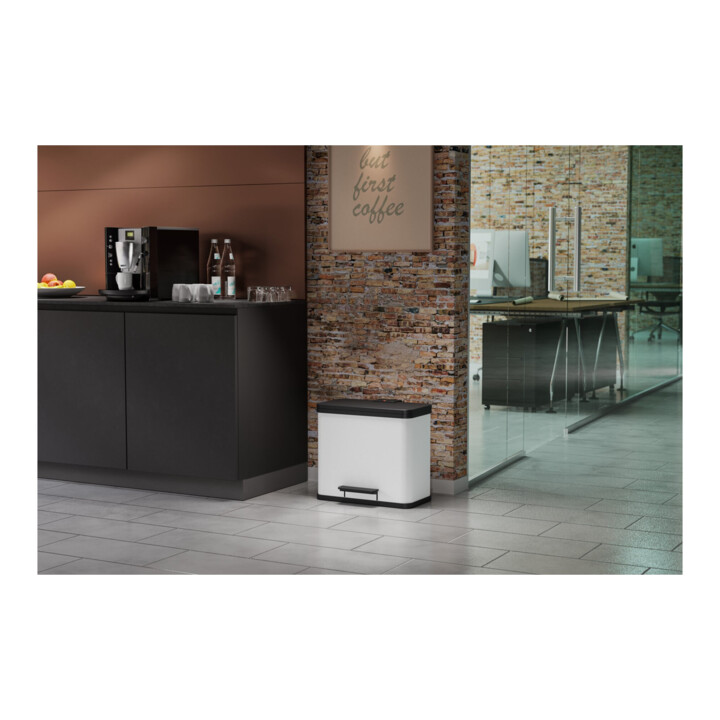 Hailo Öko trio Plus L, Poubelle à pédale, 3x9 l, blanc