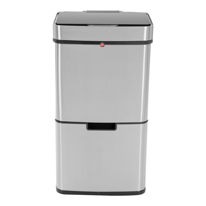 Hailo Öko Vario XL, Poubelle à capteur design, 25 + 25 + 4 ltr, inox anti-traces de doigts