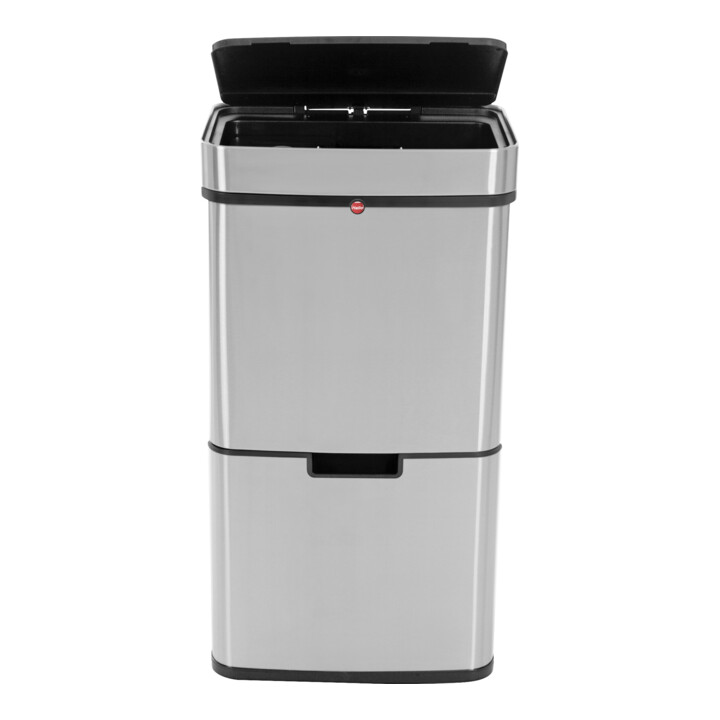 Hailo Öko Vario XL, Poubelle à capteur design, 25 + 25 + 4 ltr, inox anti-traces de doigts