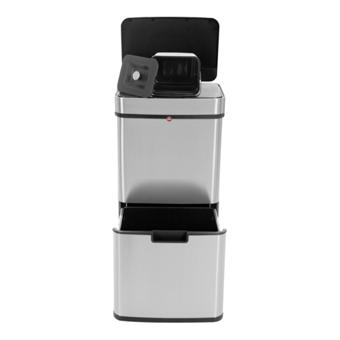 Hailo Öko Vario XL, Poubelle à capteur design, 25 + 25 + 4 ltr, inox anti-traces de doigts