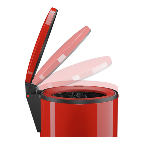 Hailo Pure M, poubelle à pédale design, 12 litres, rouge