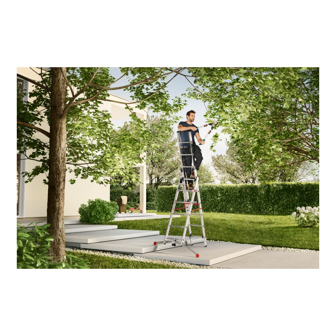 Hailo S100 ProfiLOT, Aluminium Kombileiter 3-teilig, 2x6 + 1x5 Sprossen
