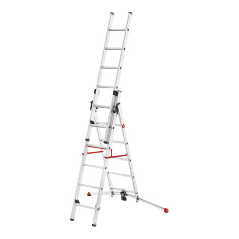 Hailo S100 ProfiLOT, Aluminium Kombileiter 3-teilig, 2x6 + 1x5 Sprossen