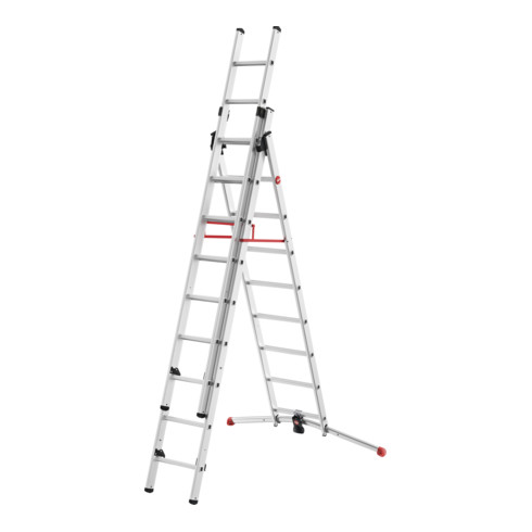 Hailo S100 ProfiLOT, Aluminium Kombileiter 3-teilig, 2x9 + 1x8  Sprossen