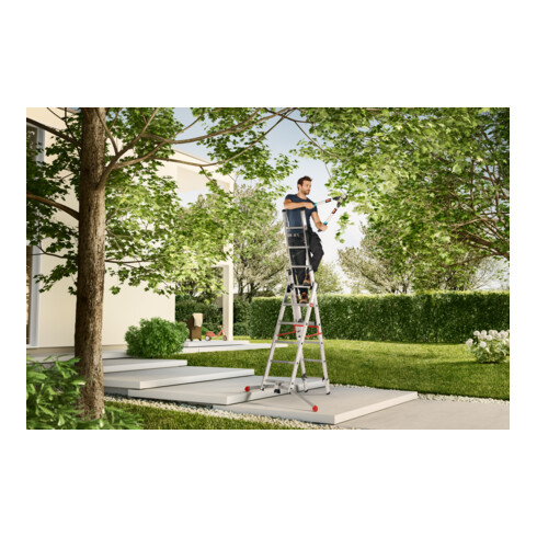 Hailo S100 ProfiLOT, Aluminium Kombileiter 3-teilig, 2x9 + 1x8  Sprossen