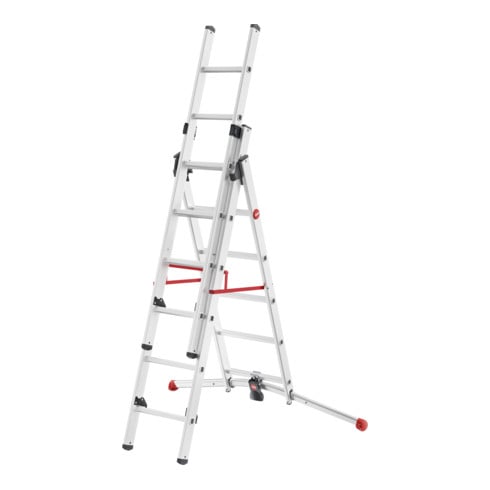 Hailo S100 ProfiLOT, échelle combinée en aluminium 3 parties, 2x6 + 1x5 barreaux