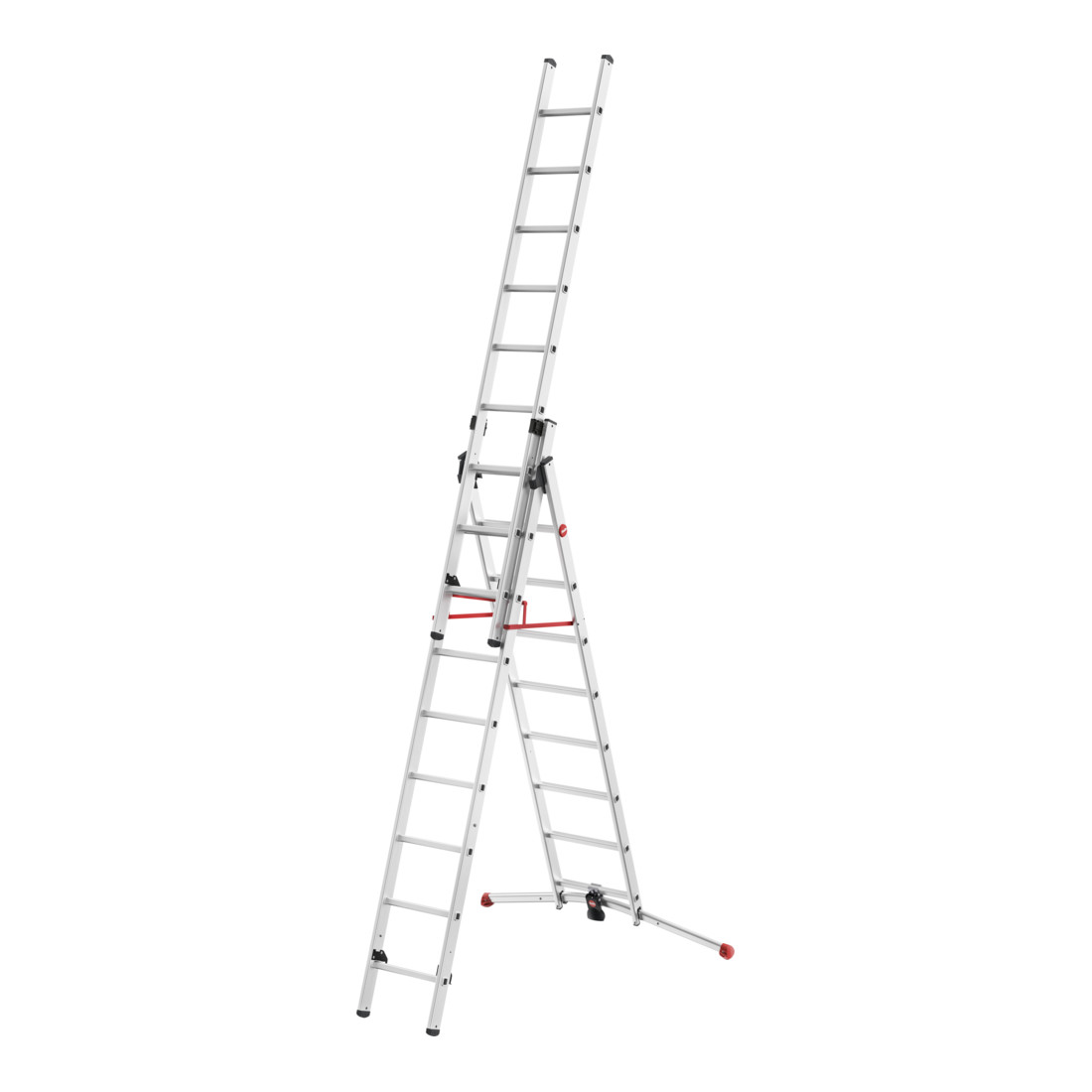 Hailo S100 ProfiLOT, échelle combinée en aluminium 3 parties, 2x9 + 1x8 barreaux