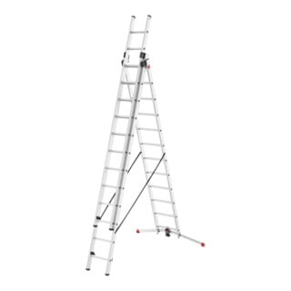 Hailo S100 ProfiLOT, échelle combinée en aluminium en 3 parties, 3x12 barreaux