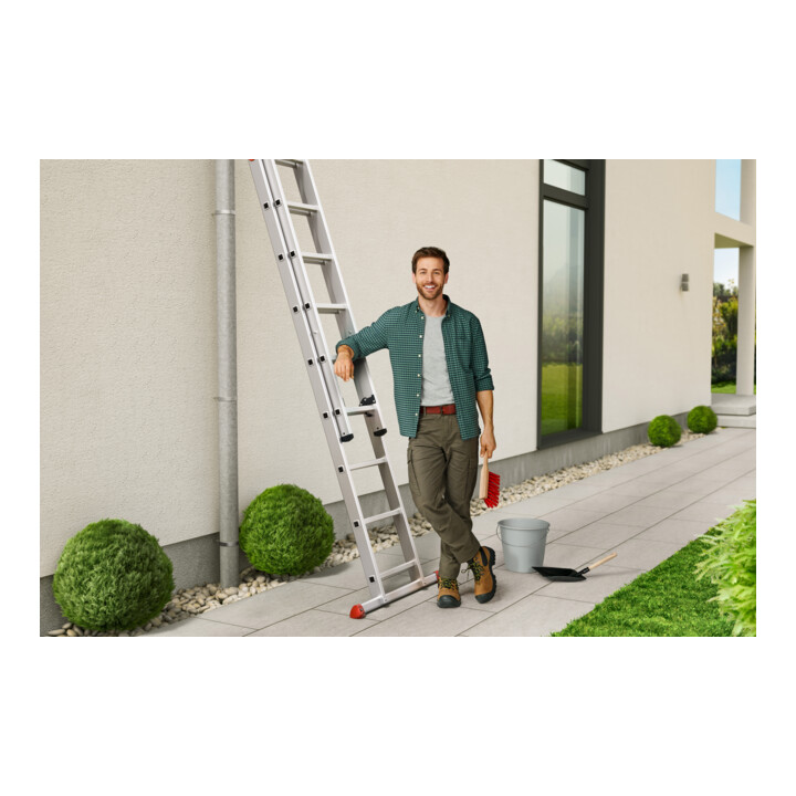 Hailo S80 ProfiStep duo, Aluminium-Schiebeleiter 2-teilig, 2x9 Sprossen