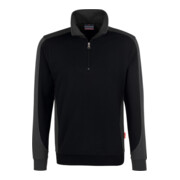 Hakro Sweat-shirt Zip Contrast Performance, Noir, Taille unisexe: M