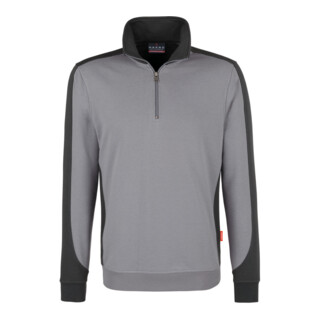 Hakro Sweat-shirt zippé Contrast Performance, titane, taille unisexe : 2XL