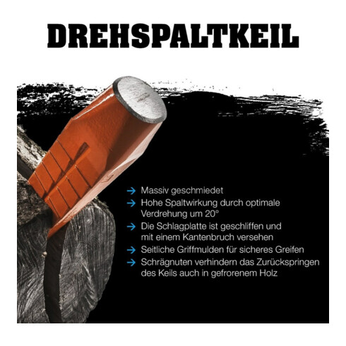 Halder Drehspaltkeil massiv 3000g Gesamt-L-260mm Schneiden-B.50mm