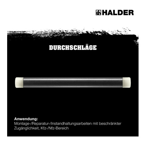 Halder Durchschlag L.168mm Kopf-D. 10mm Nyl.weiß hart