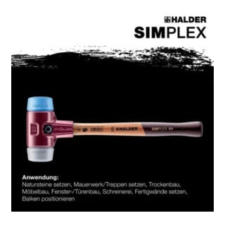 Halder Erwin Schonhammer SIMPLEX L.300mm Kopf-D. 30mm mittelh.HO TPE-soft,blau/TPE-mid,grau
