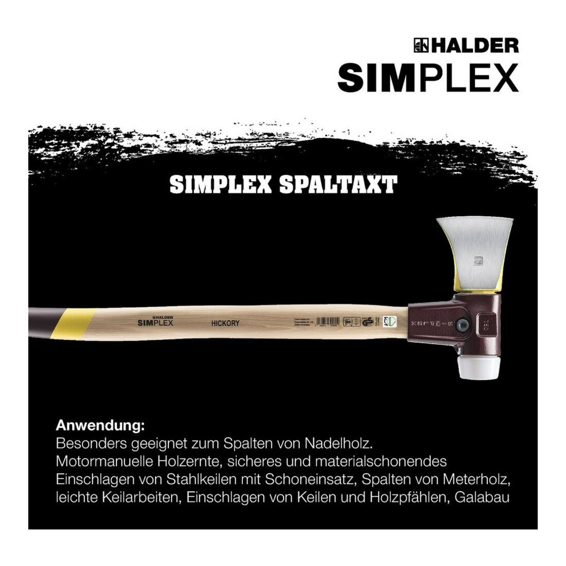 Halder hache simplex lame d'axe simplex 100mm/plateau superplastique 50mm Total.L.765mm