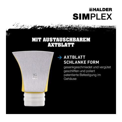 Halder hache simplex lame d'axe simplex 100mm/plateau superplastique 50mm Total.L.765mm