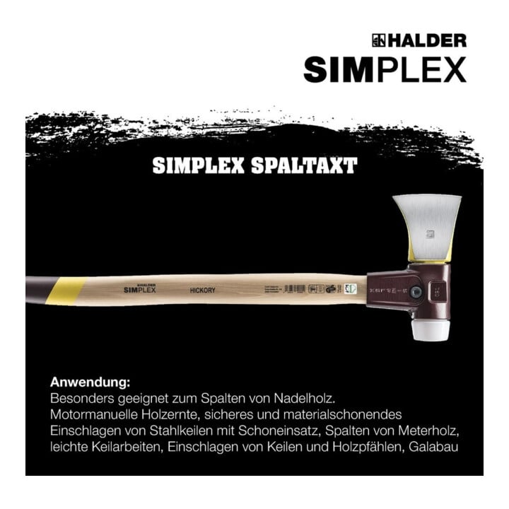 Halder hache simplex lame d'axe simplex 100mm/plateau superplastique 50mm Total.L.765mm