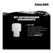 Halder Inserto di ricambio in nylon, bianco, Testa mazzuola Ø12mm-3