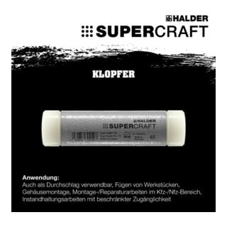 Halder Klopfer L.155mm Kopf-D. 30mm rückschlagfrei Nyl.weiß hart
