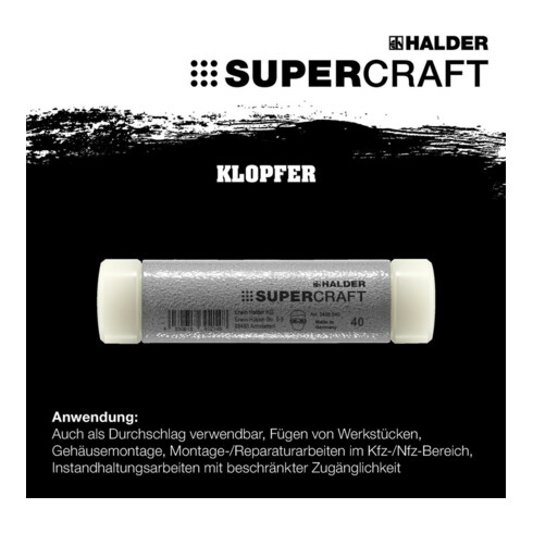 Halder Klopfer L.155mm Kopf-D. 30mm rückschlagfrei Nyl.weiß hart