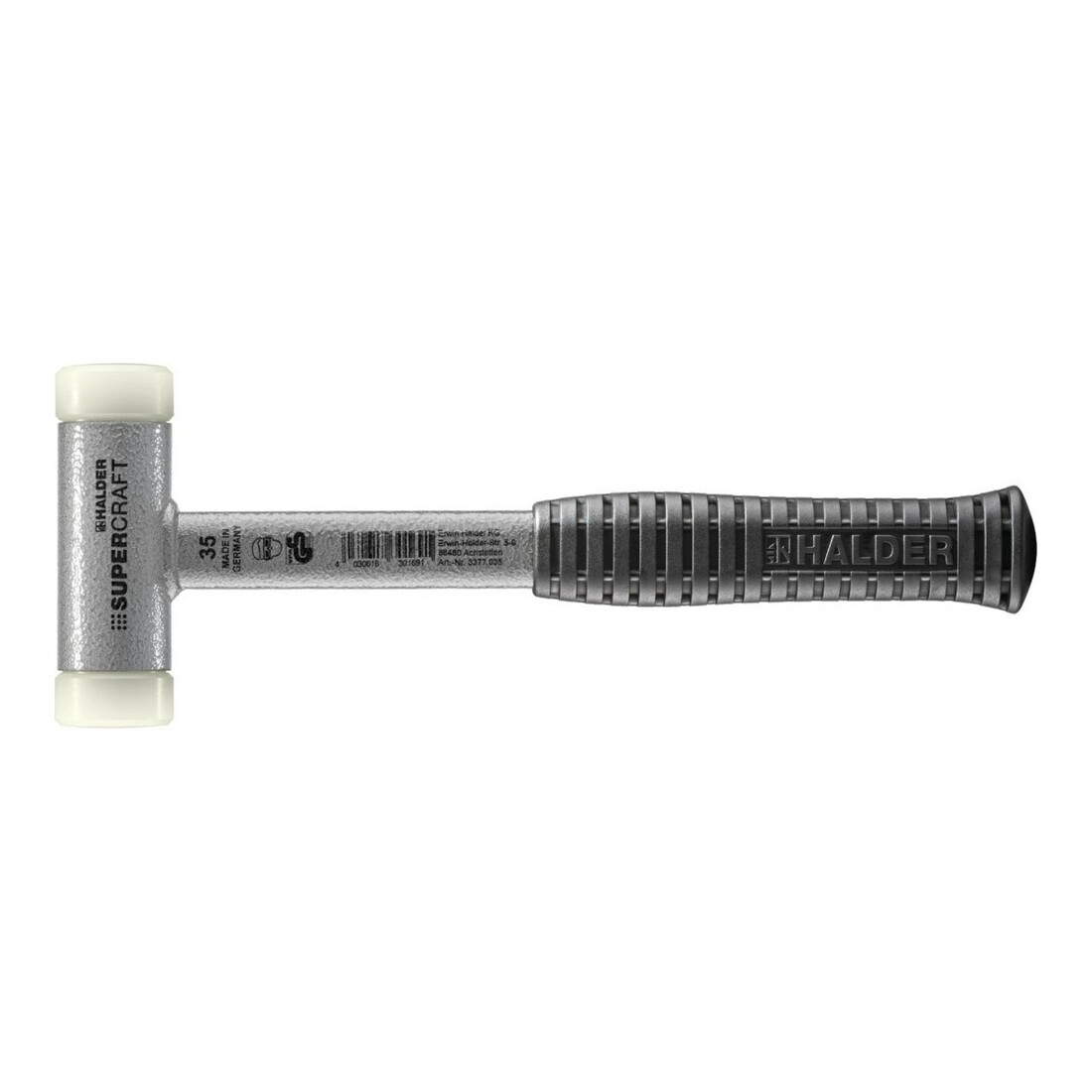 Marteau Halder Supercraft EH-3377 avec manche en tube d'acier, insert en nylon, sans recul