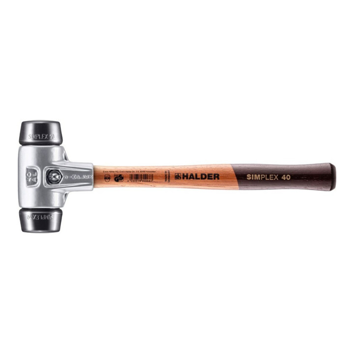 HALDER Maillet anti-rebond SIMPLEX avec embout en caoutchouc toilé (noir) 40A mm