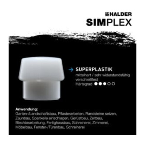 HALDER Maillet anti-rebond SIMPLEX avec embout en super plastique (blanc) 125G mm