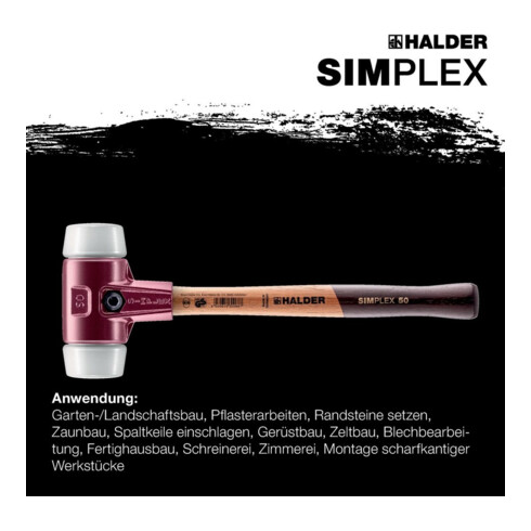 HALDER Maillet anti-rebond SIMPLEX avec embout en super plastique (blanc) 50G mm