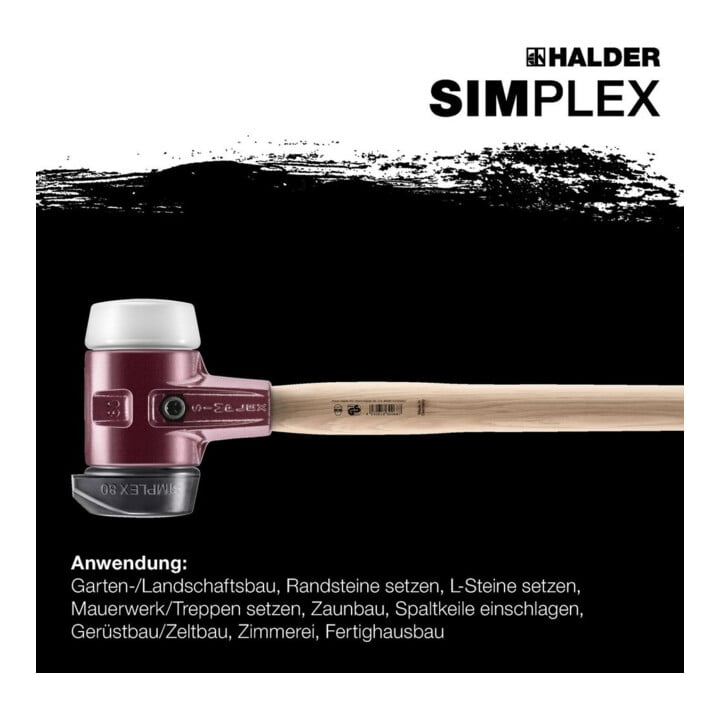 Halder Marteau de forgeron SIMPLEX 60 mm caoutchouc / superplastique avec support boîtier en fonte d'acier