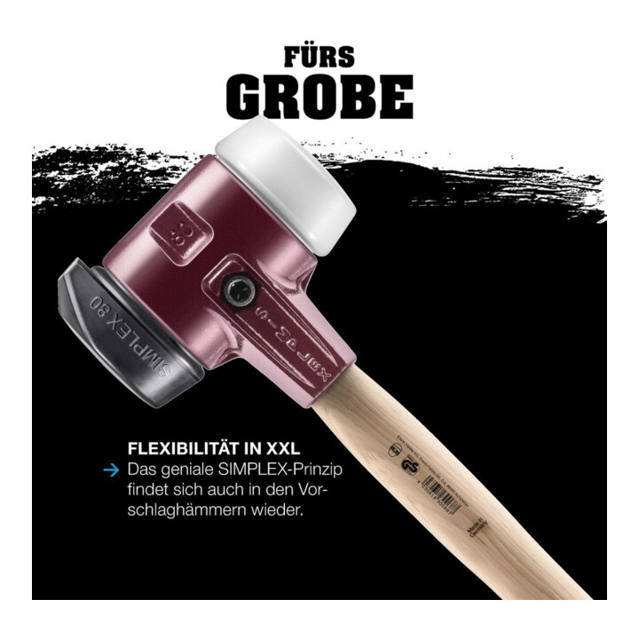 Halder Marteau de forgeron SIMPLEX 60mm caoutchouc avec pied acier moulé