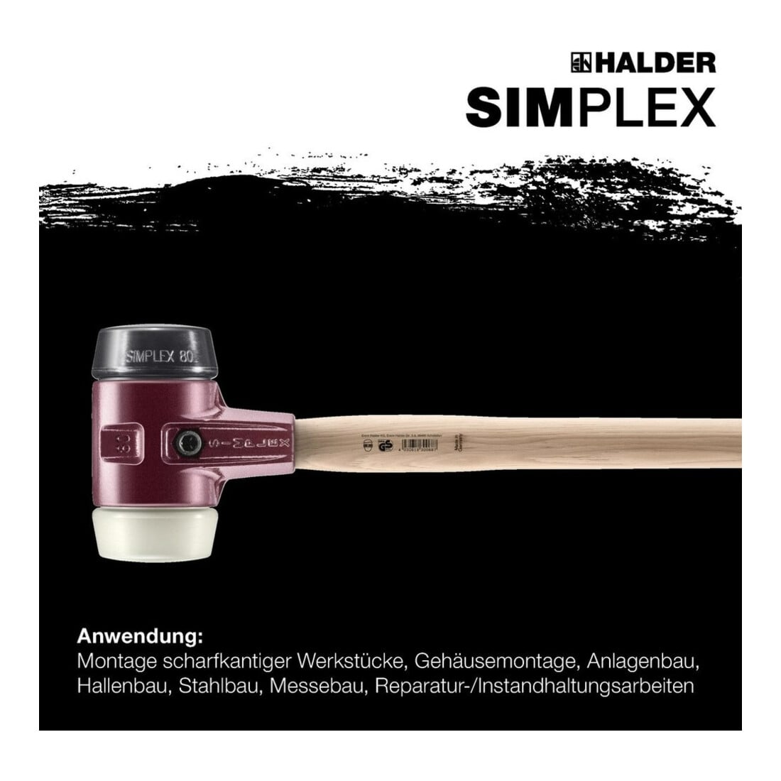 Halder Marteau de forgeron Simplex 80mm Caoutchouc/Nylon